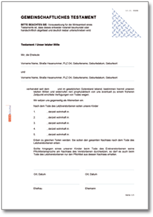 Gemeinschaftliches Testament Dokument zum Download