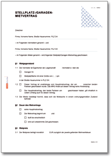 Garagenmietvertrag Dokument zum Download