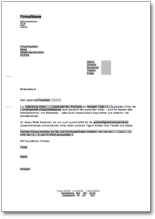 Geburtstagsgratulation an einen Mitarbeiter (mit Einladung) Dokument zum Download