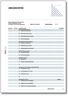 Rechentabelle: Werbungskosten berufliche Umzugskosten Dokument zum Download