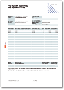 Pro-Forma-Rechnung / Pro Forma Invoice Dokument zum Download