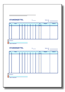 Stundenzettel Kolonne (2x12) Dokument zum Download