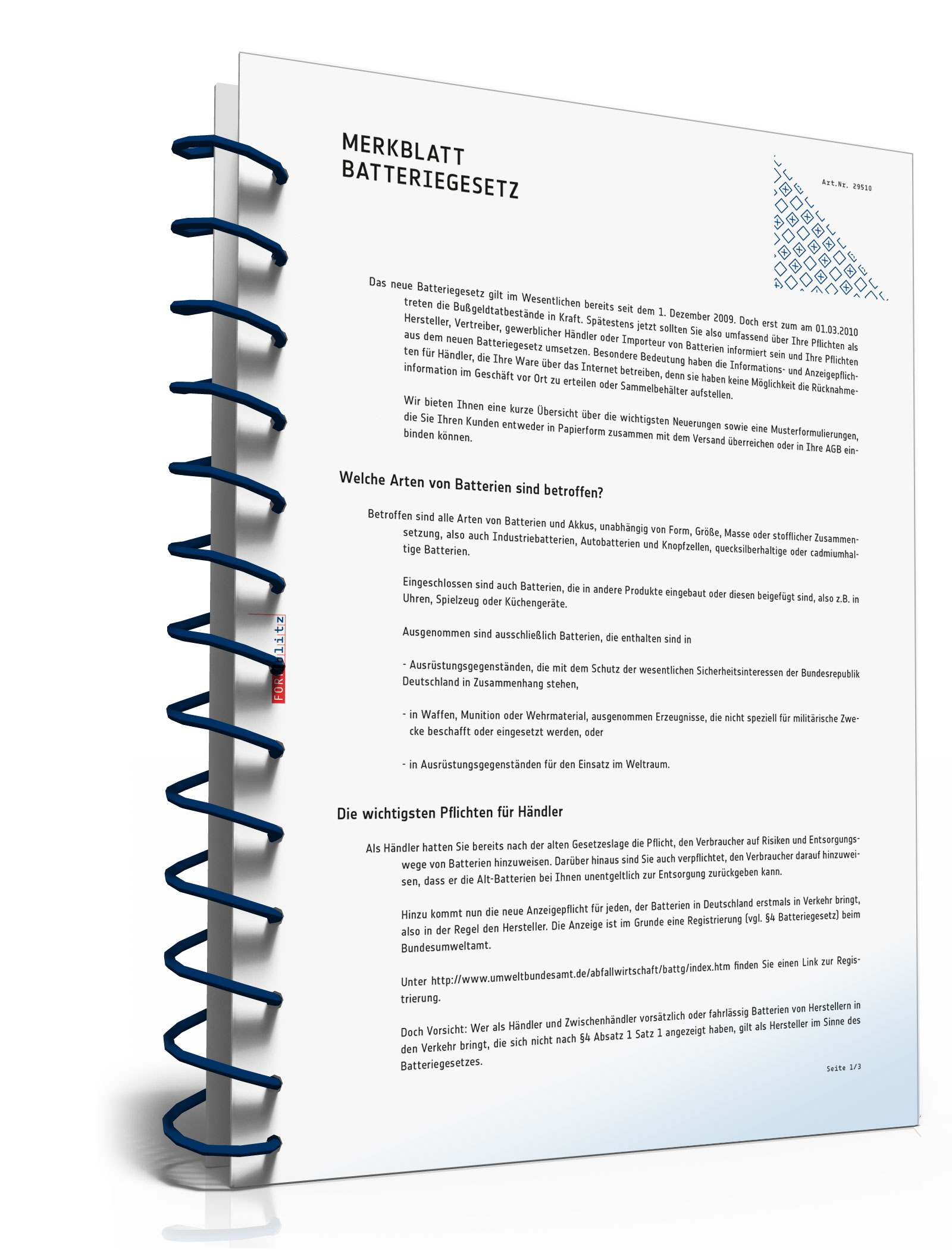 Merkblatt Batteriegesetz mit Muster-Hinweis Dokument zum Download