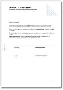 Erbschaftsvollmacht Dokument zum Download