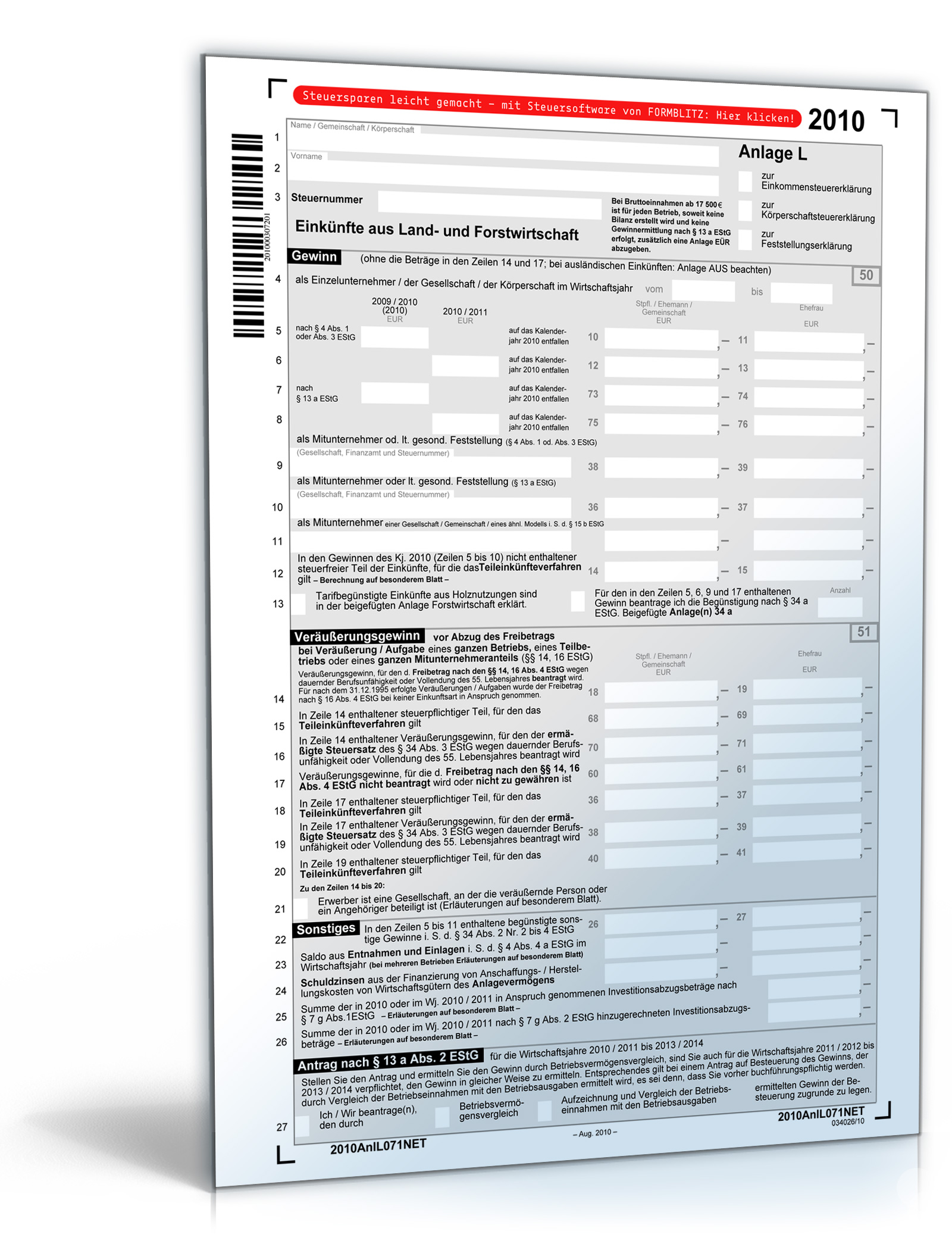 Anlage L 2010 Dokument zum Download