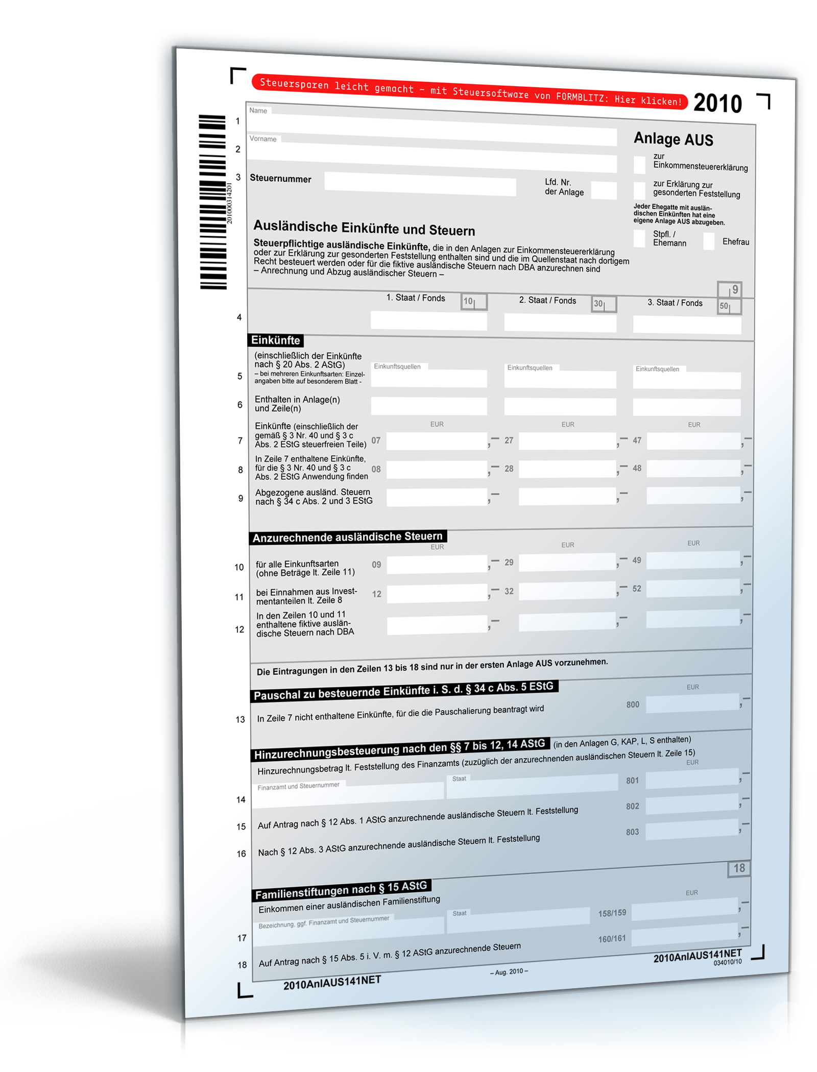 Anlage AUS 2010 Dokument zum Download