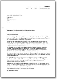 Aufforderung zur Unterbindung von Mobbinghandlungen Dokument zum Download