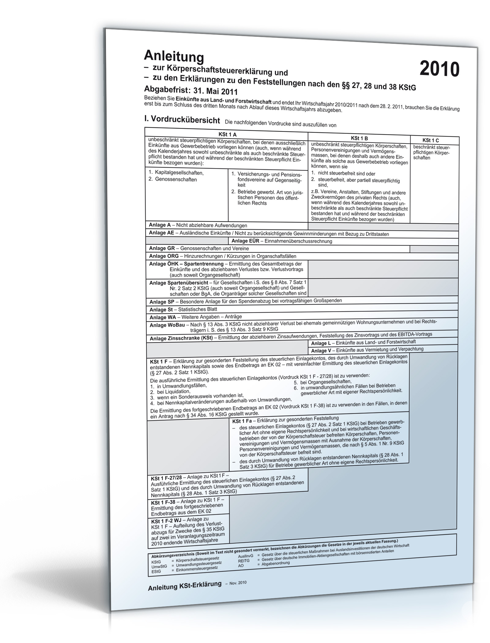 Anleitung zur Körperschaftsteuererklärung Dokument zum Download