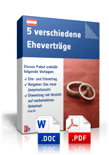 5 verschiedene Eheverträge plus Gemeinschaftliches Testament (Word/PDF) Dokument zum Download