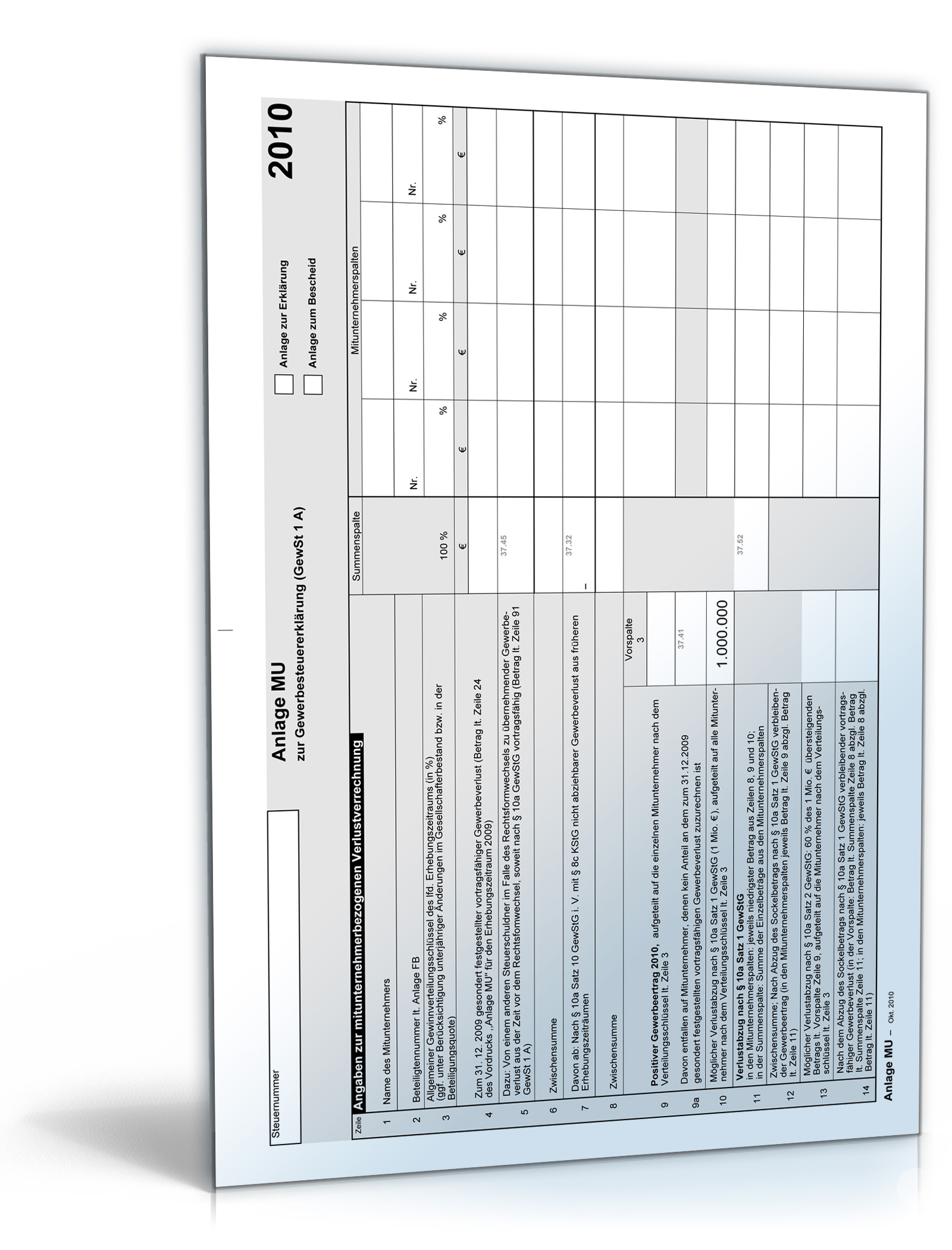 Anlage MU 2010 Dokument zum Download