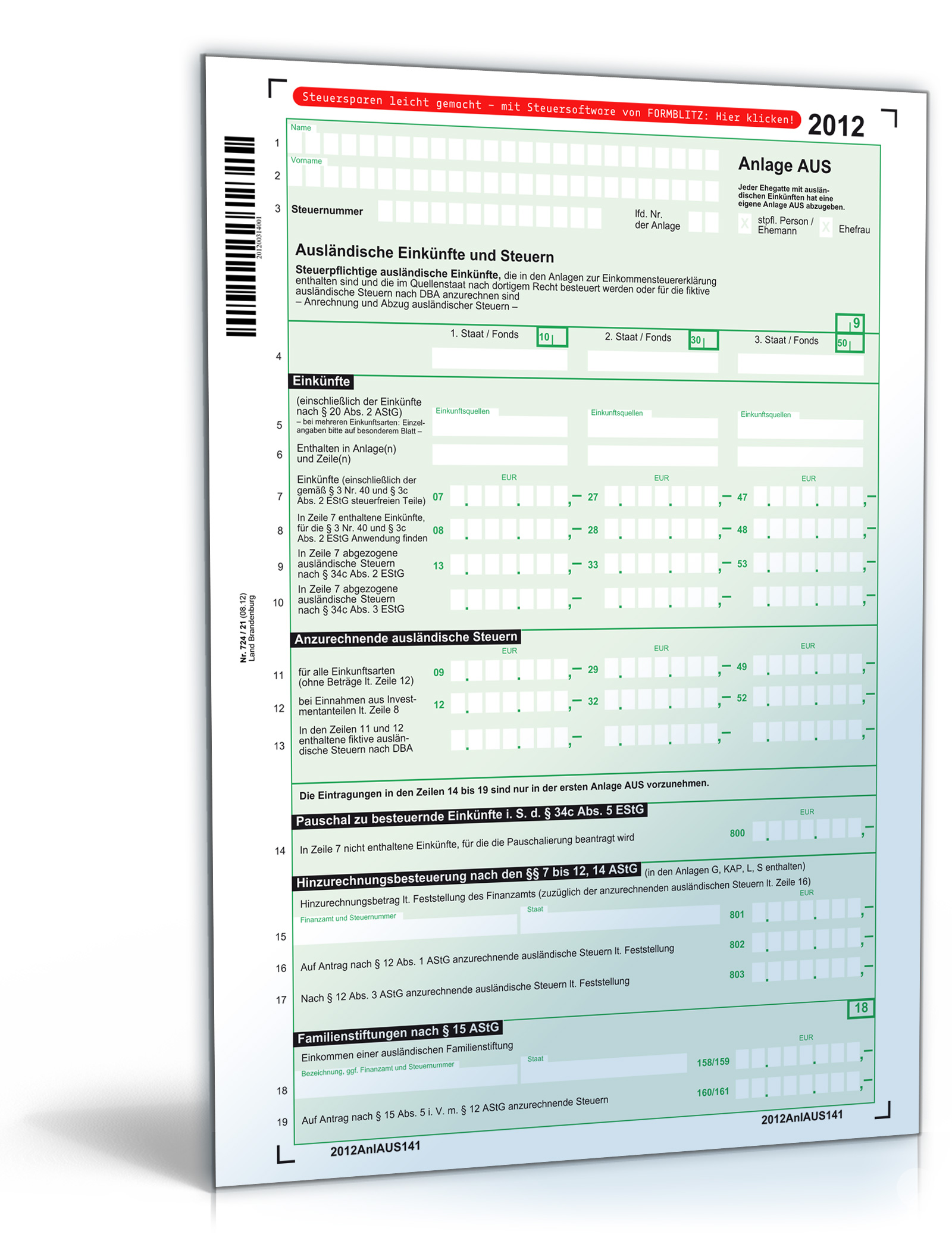 Anlage AUS 2012 Dokument zum Download