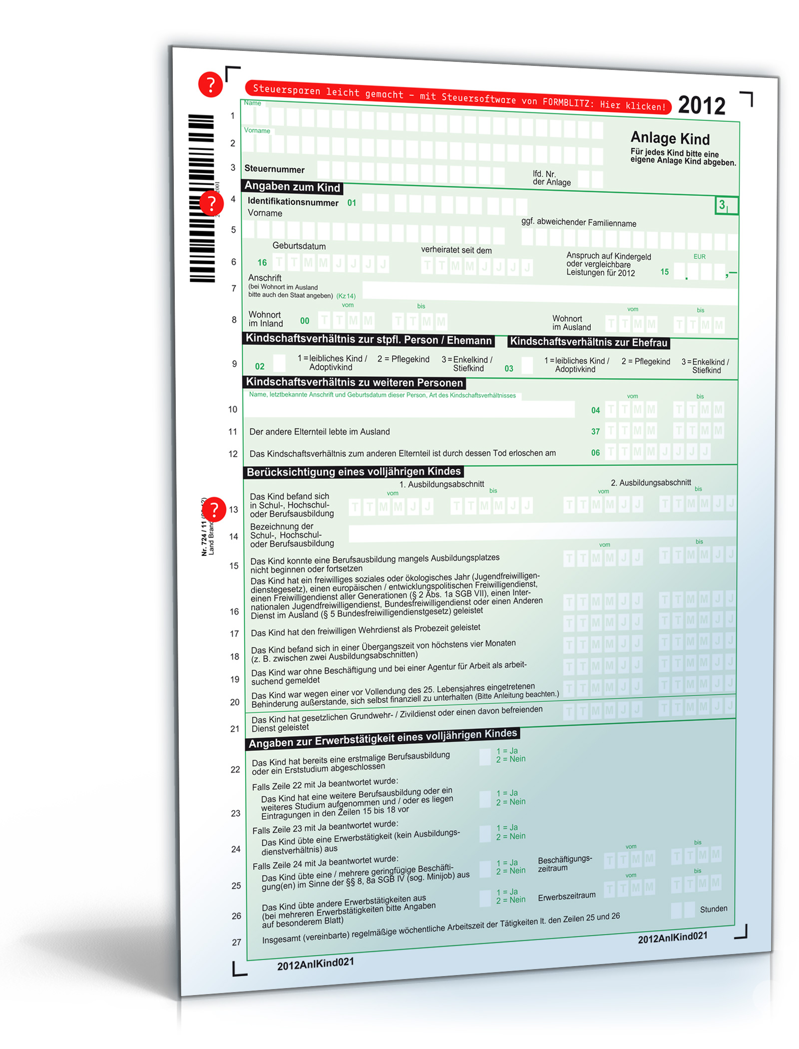 Anlage Kind 2012 Dokument zum Download