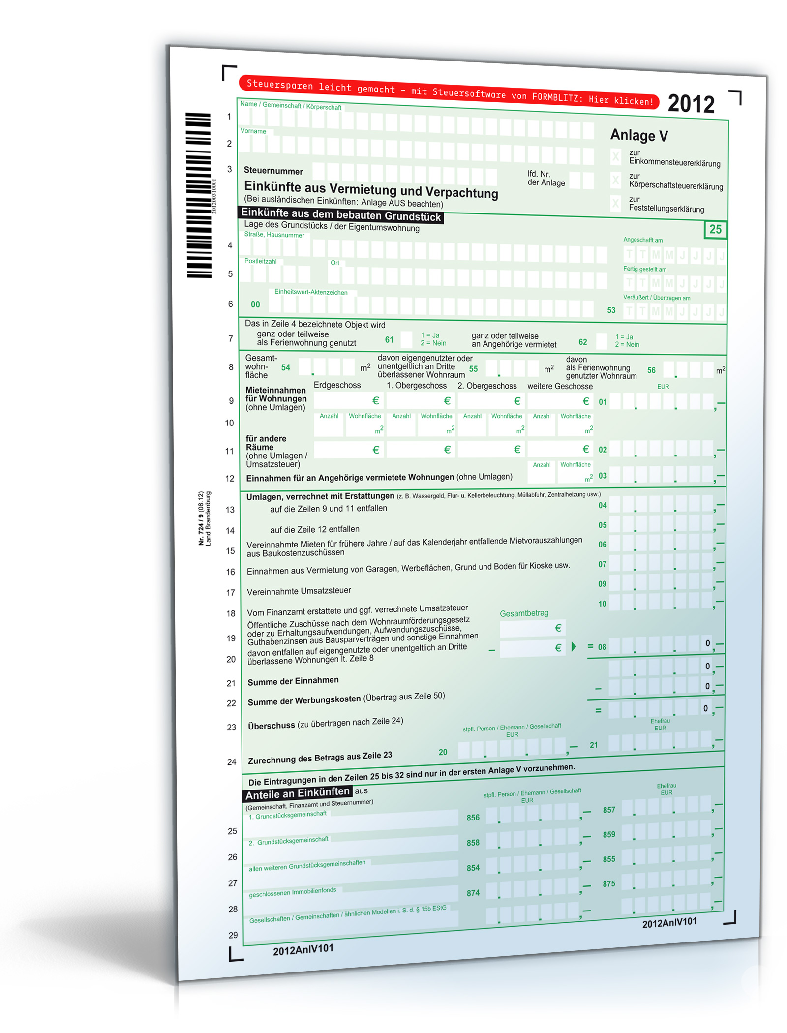 Anlage V 2012 Dokument zum Download