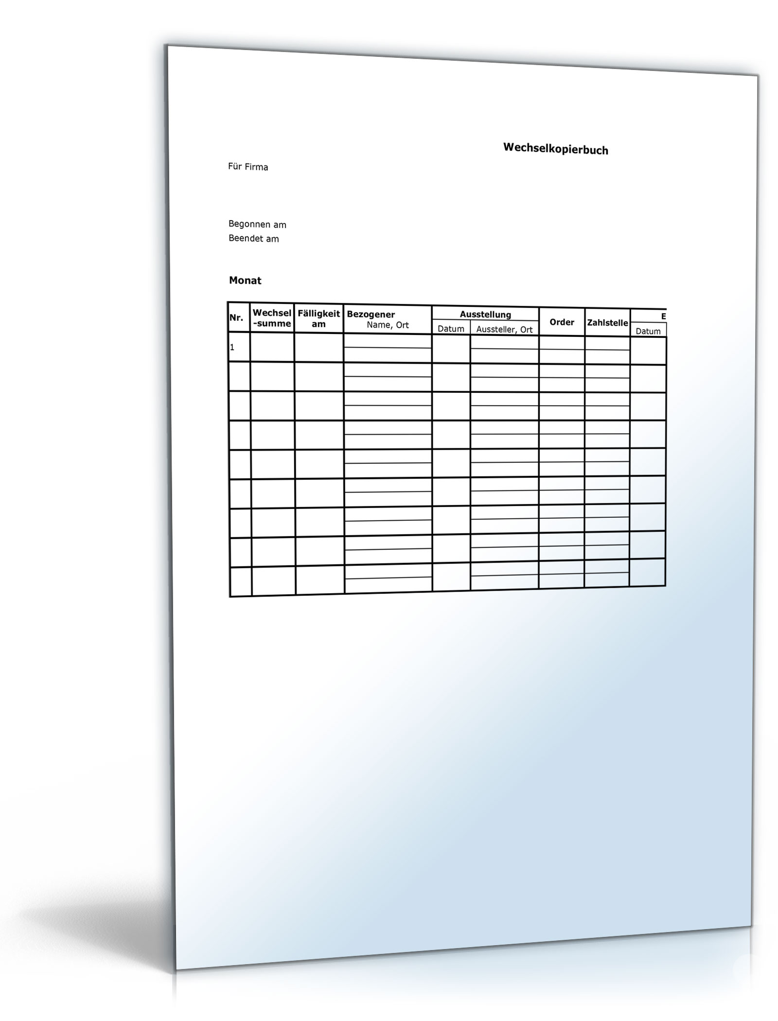 Wechselkopierbuch Dokument zum Download