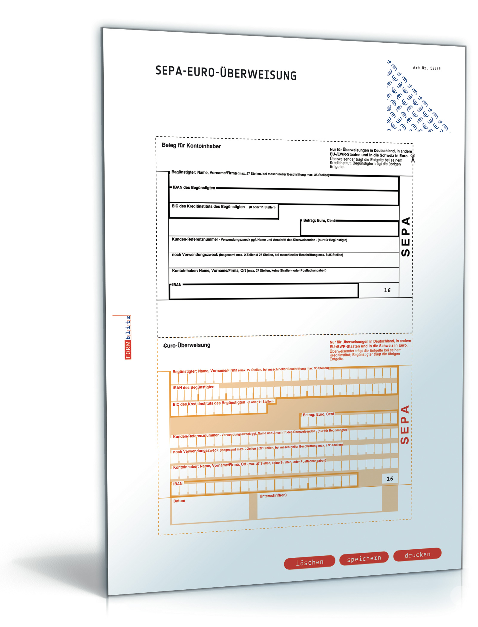 SEPA-Euro-Überweisung Dokument zum Download